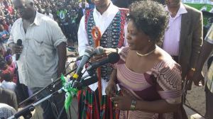 Mrs Lungu addressing a rally in Mongu alongside husband
